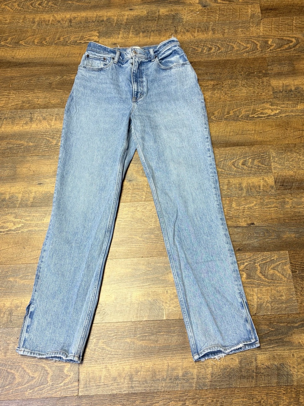 Abercrombie Fitch 90s Straight Ultra High Rise Curve Love Jeans 28/6R Split Hem